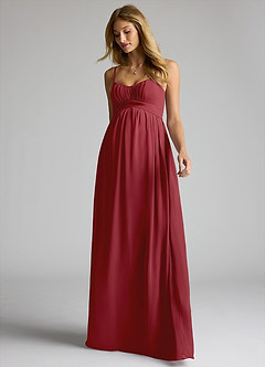 Azazie Llana Brautjungfernkleider für Schwangere A-Linie Chiffon Bodenlänge Kleid image3