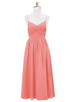 Azazie Zeya Junior Coral A-Line Chiffon Dress image7