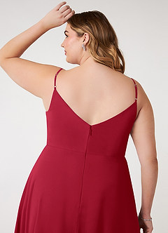 Azazie Daenerys Brautjungfernkleider A-Linie Kutte Chiffon Kleid Scharlachrot image12