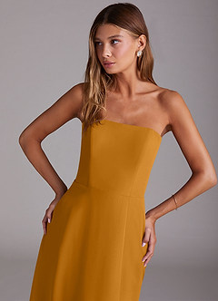 Azazie Wren Bridesmaid Dresses Butterscotch A-Line Side Slit Chiffon Convertible Dress image5