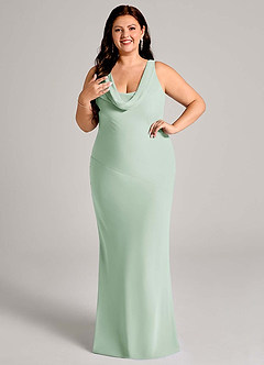 Azazie Rylina Bridesmaid Dresses Agave Mermaid Pleated Chiffon Dress image10