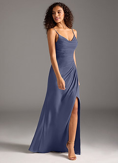 Azazie Deandra Bridesmaid Dresses Stormy Mermaid Pleated Chiffon Dress image4