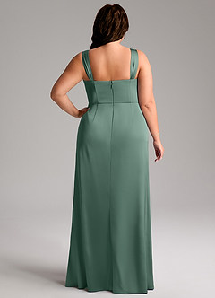 Azazie Denice Robes de demoiselle d'honneur Robe Fourreau en Satin extensible Plissée Eucalyptus image11