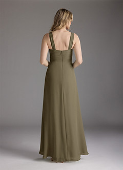 Azazie Weisz vestidos de madre de la novia Vestido de Verde Sauce de Gasa de Corte En A con Cuello cuadrado plisado image6
