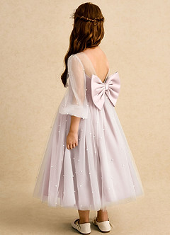 Azazie Trudy Robe Demoiselle D'honneur Fillette Robe Princesse en Tulle Décolleté en cœur Rose Pâle image7