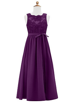 Azazie Elly Junior Grape A-Line Lace Chiffon Dress image6