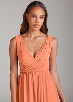 Azazie Tanicia Brautjungfernkleider A-Linie Plissee Chiffon Kleid Sonnenuntergang image5