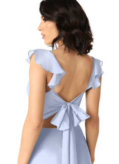 Azazie Everett Bridesmaid Dresses Ice A-Line V-neck Ruched Chiffon Dress image5