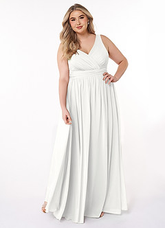 Azazie Kora Bridesmaid Dresses White A-Line Pleated Chiffon Dress image7