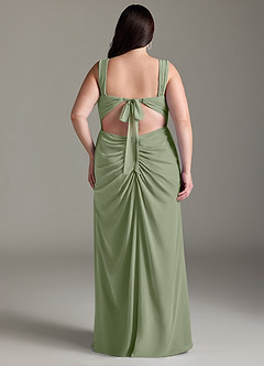 Azazie Jesaphine Robes de demoiselle d'honneur Robe Fourreau en Mousseline de soie Nœud Pistache image9