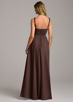 Azazie Rosaline At-home Try On Dresses Eucalyptus A-Line Side Slit Chiffon Dress image6