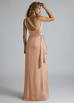 Azazie Maive Brautjungfernkleider Etui Gestreift Stretch-Satin Kleid Englisches Rosa image3