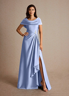 Azazie Branford Mother of the Bride Dresses Ice A-Line Pleated Stretch Satin Dress image5
