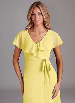 Azazie Lainey Bridesmaid Dresses Canary A-Line with Pockets Chiffon Dress image6