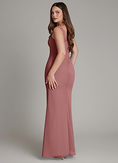 Azazie Hadley Robes de demoiselle d'honneur Robe Sirène en Mousseline de soie Plissée Rose Du Désert image5