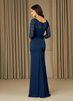 Azazie Stefani Mother of the Bride Dresses Dark Navy Mermaid Lace Dress image4