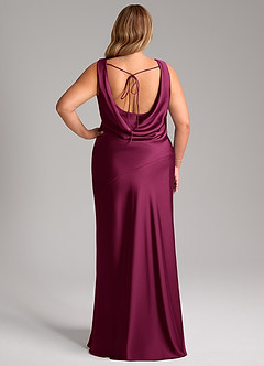 Azazie Rylina Bridesmaid Dresses Red Plum Mermaid Stretch Satin Dress image8