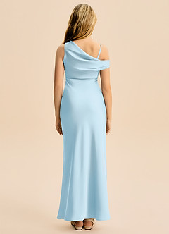 Azazie Emerson Junior Sky Blue Sheath Off the Shoulder Stretch Satin Dress image2
