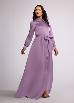 Azazie Ruth Mother of the Bride Dresses Wisteria A-Line Lace Matte Satin Dress image2