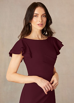 Azazie Peppermint Mother of the Bride Dresses Cabernet Mermaid Scoop Ruched Stretch Crepe Dress image3