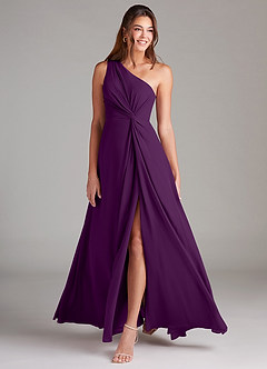 Azazie Brooke Jurken voor bruidsmeisjes Jurk van Chiffon met A-Lijn One-Shoulder Druif image3