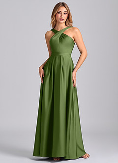 Azazie Dixie Bridesmaid Dresses Juniper A-Line Pleated Stretch Satin Dress image4