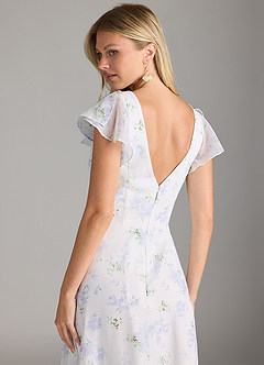 Azazie Omari Bridesmaid Dresses Blue Vintage Floral A-Line Chiffon Dress image2