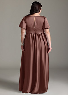 Azazie Verna Gravid brudtärna klänningar Klänning A-Line Ruched Golvlängd Stretch Satin image11