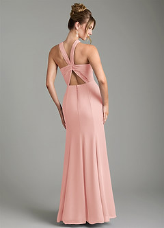 Azazie Rue Bridesmaid Dresses Rosette A-Line Halter Chiffon Dress image2