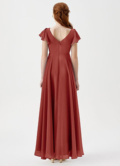 Azazie Caria Junior Terracotta A-Line Pleated Chiffon Dress image4