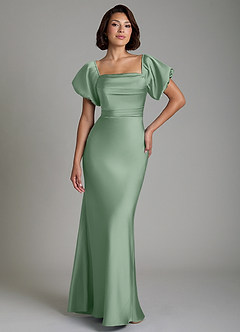 Azazie Lea Bridesmaid Dresses Matcha Mermaid Off the Shoulder Stretch Satin Convertible Dress image1