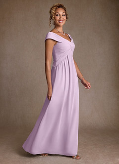 Azazie Myrtle Mother of the Bride Dresses Frosted Lilac A-Line Pleated Chiffon Dress image3