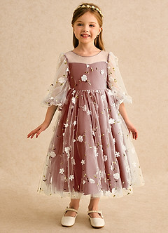 Azazie Elowen Flower Girl Dresses Auburn A-Line Sweetheart Neckline Lace Dress image3