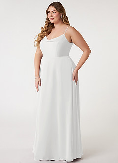 Azazie Daenerys Bridesmaid Dresses White A-Line Cowl Chiffon Dress image10