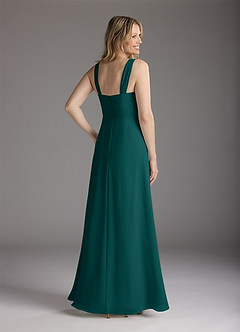 Azazie Weisz Mother of the Bride Dresses Peacock A-Line Square Neckline Pleated Chiffon Dress image5