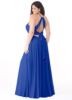 Azazie Evalleen Robes de demoiselle d'honneur Robe Trapèze en Mousseline de soie Plissée Bleu Roi image8