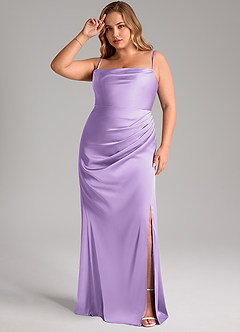Azazie Leonis Brautjungfernkleider Wandelbar Meerjungfrau-Linie Plissee Stretch-Satin Kleid Flieder image12