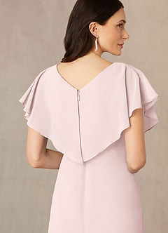 Azazie Julia Venta final Vestido Rosa Rubor de Gasa de Corte Recto con Cuello en V Plisado image5