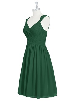 Azazie Angie Robes de demoiselle d'honneur Robe Trapèze en Mousseline de soie Corset Vert Foncé image9