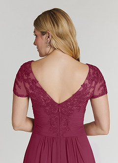 Azazie Thais Kleider für die Brautmutter A-Linie Spitze Chiffon Kleid Maulbeerrot image6