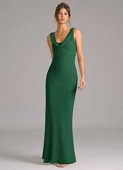 Azazie Rylina Bridesmaid Dresses Dark Green Mermaid Pleated Chiffon Dress image3