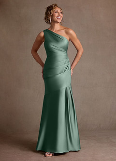 Azazie Haifa Suknie dla Matki Panny Młodej Syrena Jedno ramię Satyna elastyczna Długość podłogi Sukienka image4