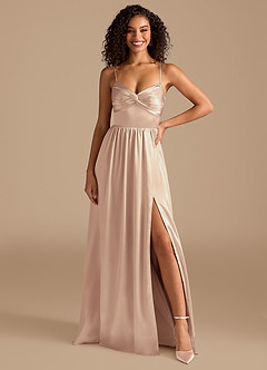 Azazie Zeya Bridesmaid Dresses English Rose A-Line Pleated Metallic Satin Dress image7