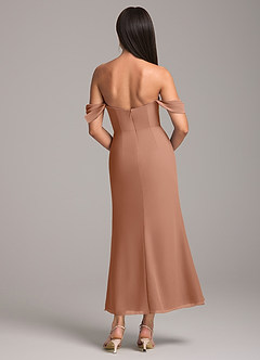 Azazie Saige Bridesmaid Dresses Bronzer Sheath Off the Shoulder Chiffon Convertible Dress image5