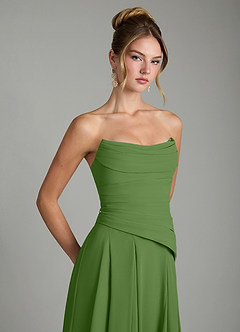 Azazie Gabriela Bridesmaid Dresses Basil A-Line Corset Chiffon Dress image10