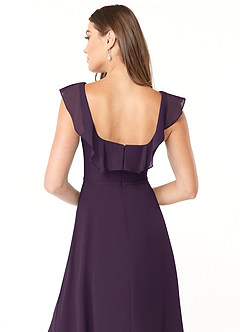 Azazie Jinny Brautjungfernkleider A-Linie Quadratischer Ausschnitt Gerüscht Chiffon Kleid Pflaume image6