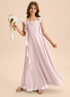 Azazie Carmin Junior Klä av A-Line i Chiffong Rynkad image4