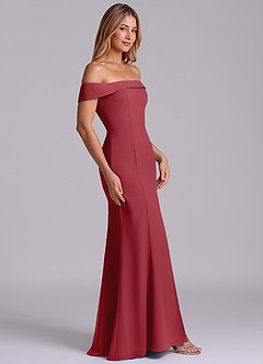 Azazie Luciana Bridesmaid Dresses Pomegranate Sheath Off the Shoulder Chiffon Convertible Dress image5