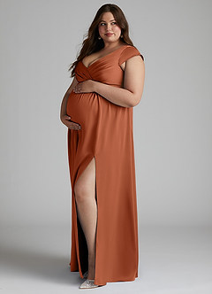 Azazie Allessia Brautjungfernkleider für Schwangere A-Linie Plissee Stretch-Satin Bodenlänge Kleid image8