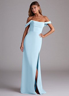 Azazie Saige Bridesmaid Dresses Sky Blue A-Line Off the Shoulder Chiffon Convertible Dress image4